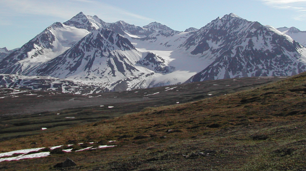 The wide expanse of tundra around the Nadahini range in British Columbia