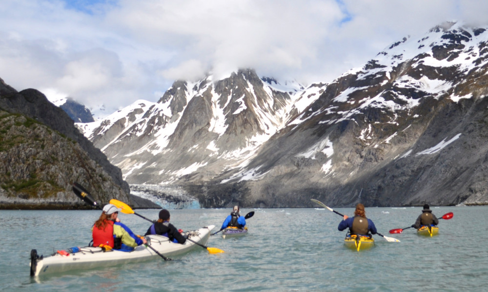Kayaking up the East Arm towards the Muir Glacier