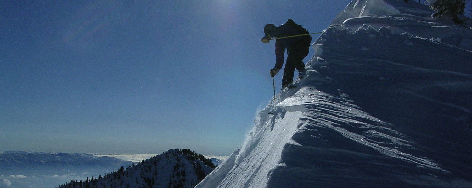 Dropping in for some chute skiing in Utah's Wasatch backcountry