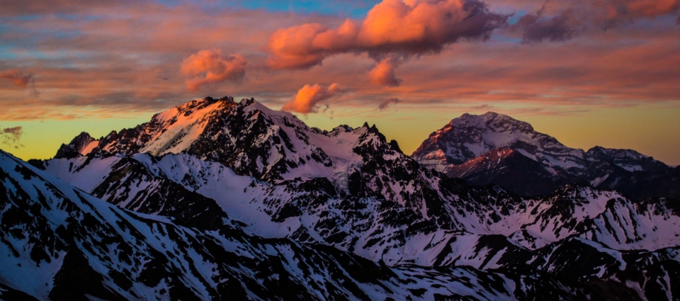 Sunset near Aconcagua in South America.