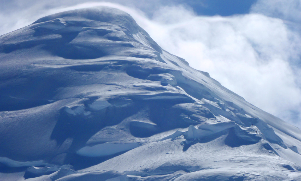 Climbers descending from the summit at about 13,800'