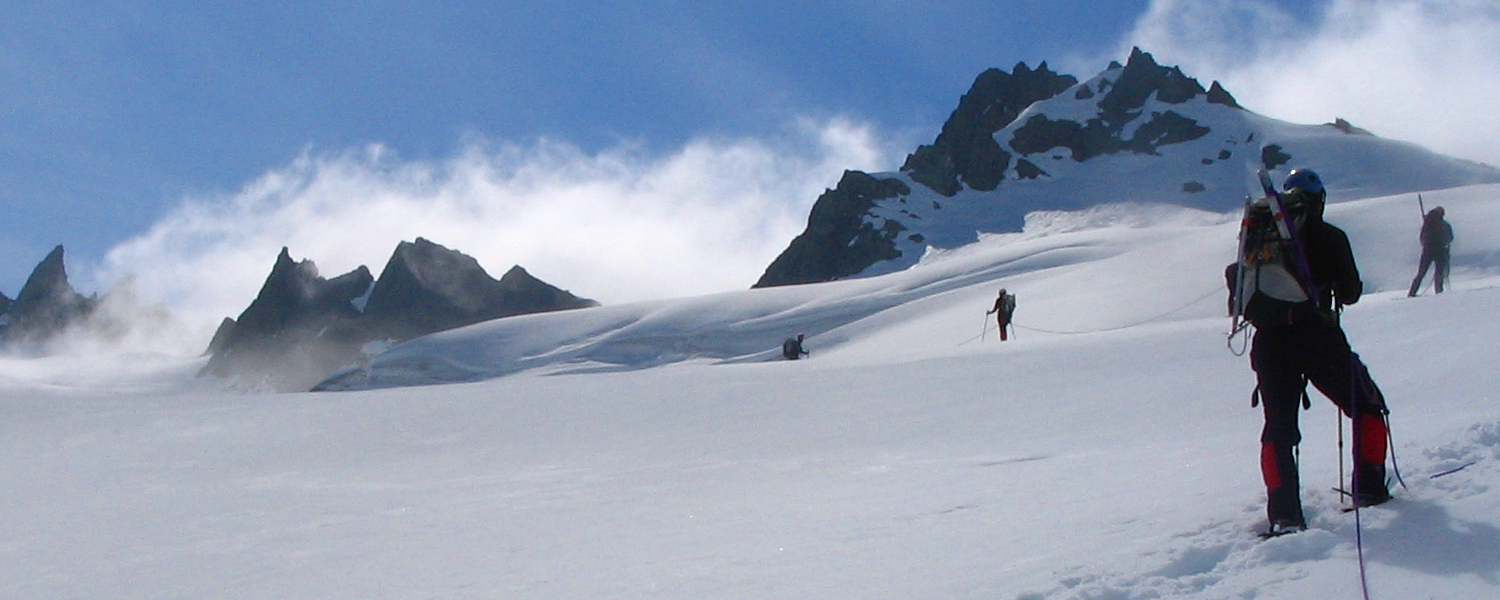Navigating an icefall during an expedition primer course in Alaska