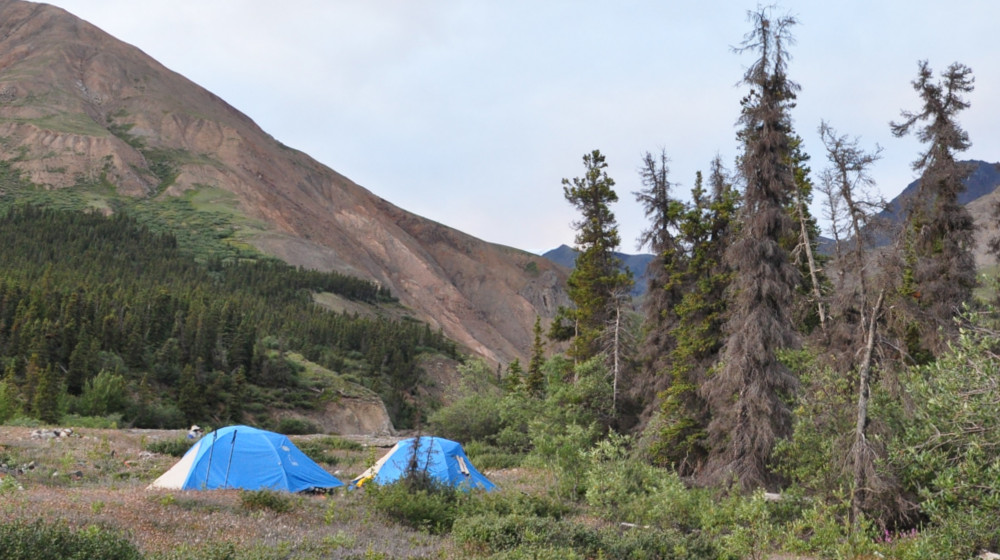 Camping towards the end of the route on along the Duke River