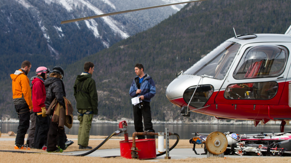 Safety briefing from the waterfront heli-port in Skagway