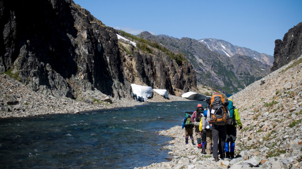 Groups walk in the footsteps of the stampeders from the Alaska Gold Rush of the late 1800's