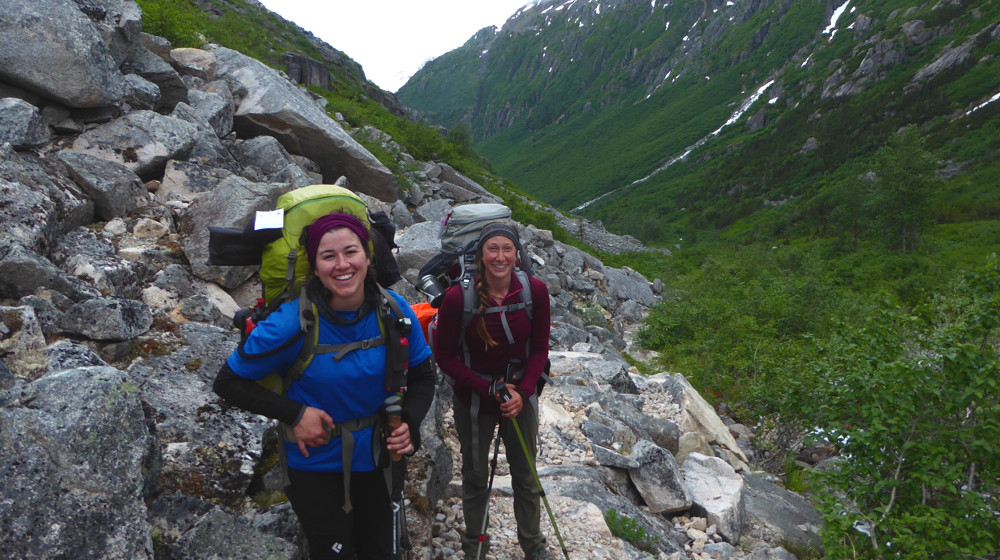 All smiles as the group makes their way up the pass
