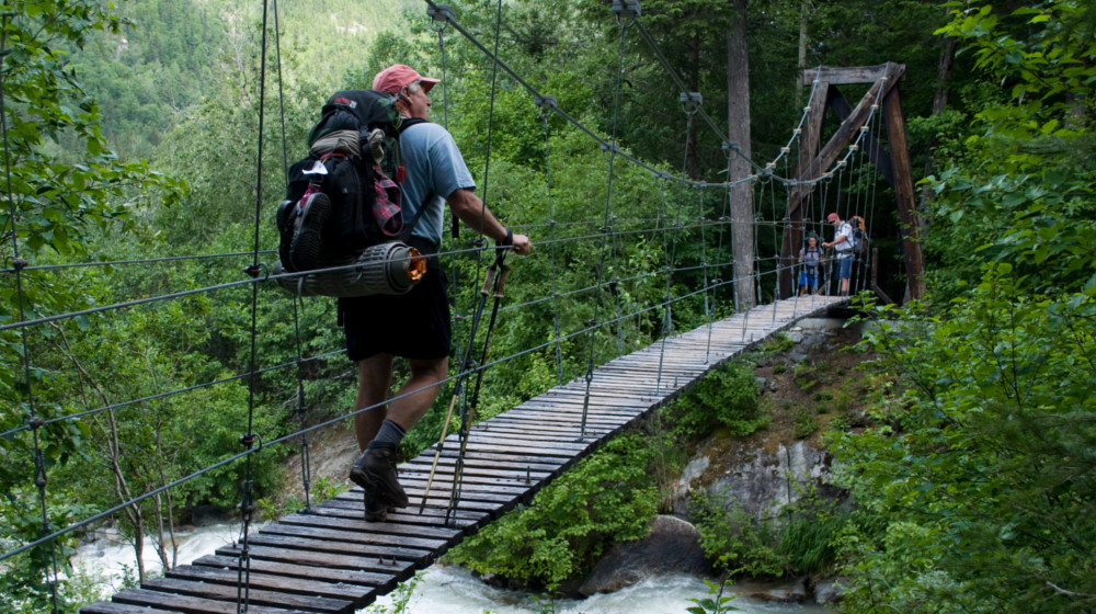 A series of bridges cross creeks and streams before starting up the steeper sections
