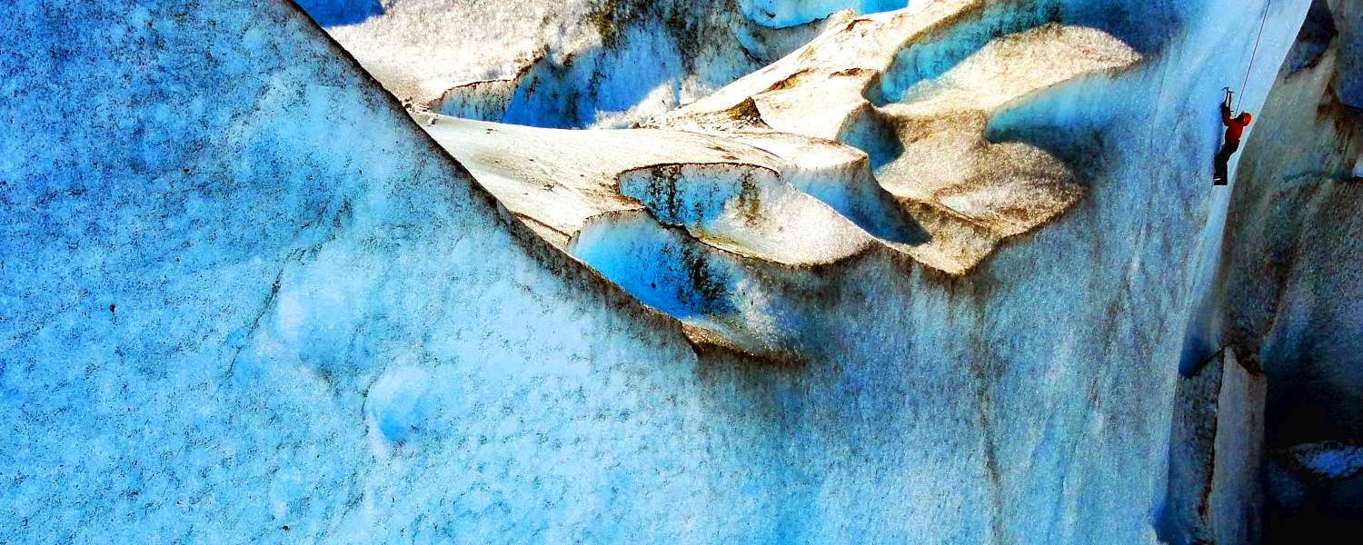 Top-rope ice climbing on some steeper terrain in Alaska